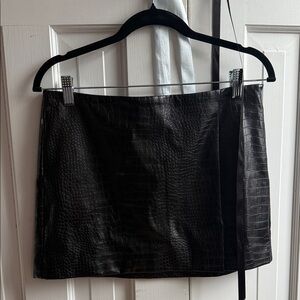 Mango Black Croc-Embossed Skirt
